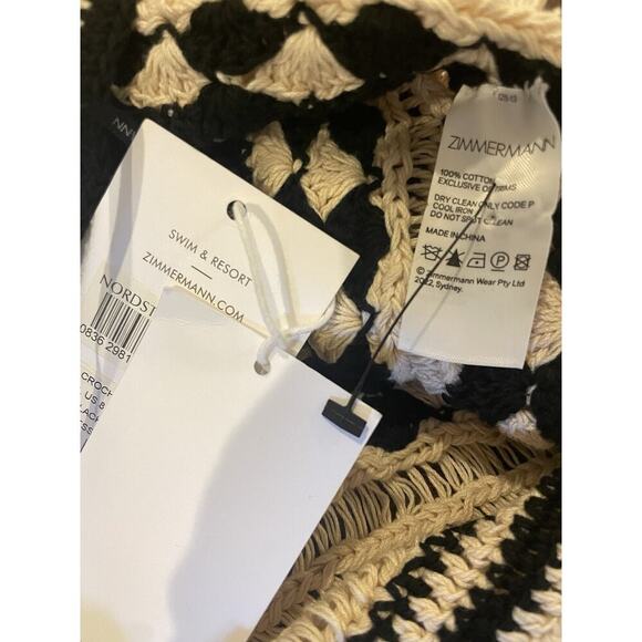 Zimmermann Anneke Halterneck Striped Crochet Crop Tank Top Shirt Cotton Size 2 - Picture 9 of 9